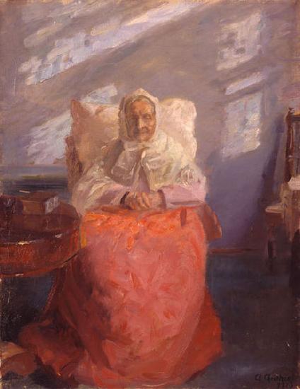 Anna Ancher Mrs Ane Brondum in the blue room Sweden oil painting art